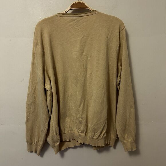Lauren Ralph Lauren Cardigan Sweater Tan Silk Blend 3X Button Front Pockets - Picture 4 of 6